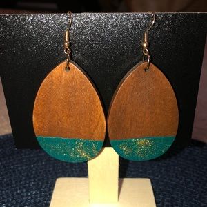 Hand painted wooden earrings